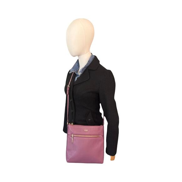 Kate Spade Pebbled Leather Crossbody Bag in Mauve Pink with Gold Hardware - Picture 10 of 16